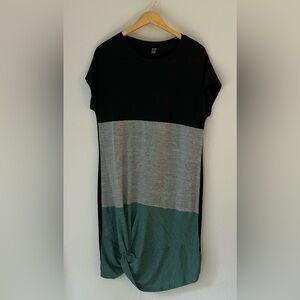 Color Block T-Shirt Dress For Summer (Size XL)